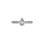 Bague diamant naturel poire et diamants naturels ronds 1.20 carat or blanc Noémie